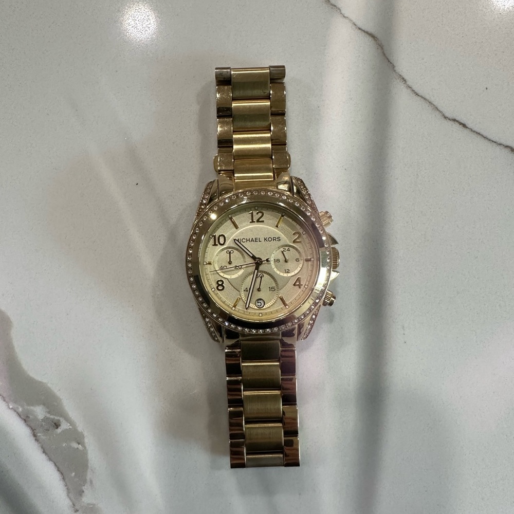 Michael Kors Yellow Gold Watch with Crystals